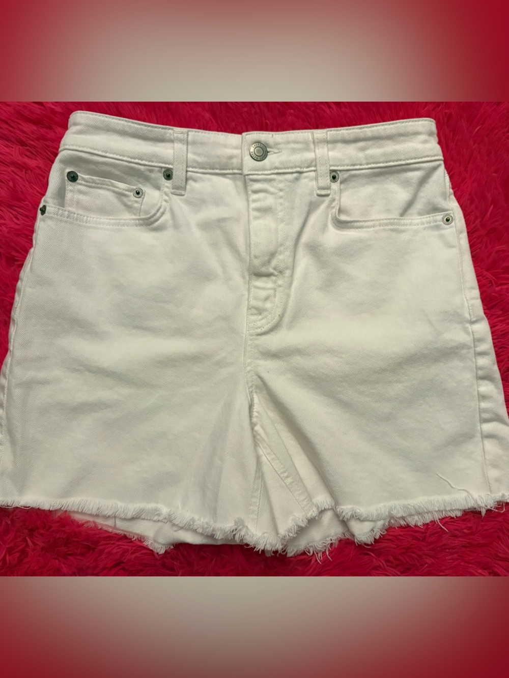Ralph Lauren White Raw-Hem Denim Shorts